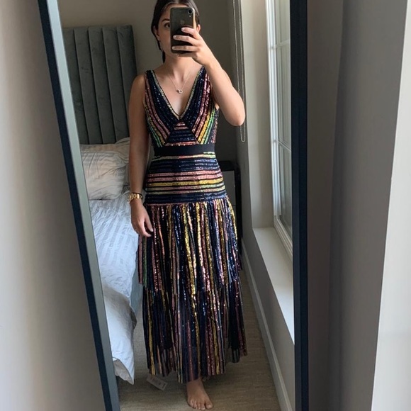 SELF-PORTRAIT tiered striped sequined tulle dress - Picture 6 of 8